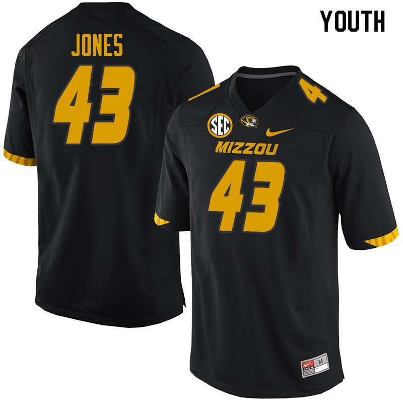 Youth #43 Jerney Jones Missouri Tigers College Football Jerseys Sale-Black